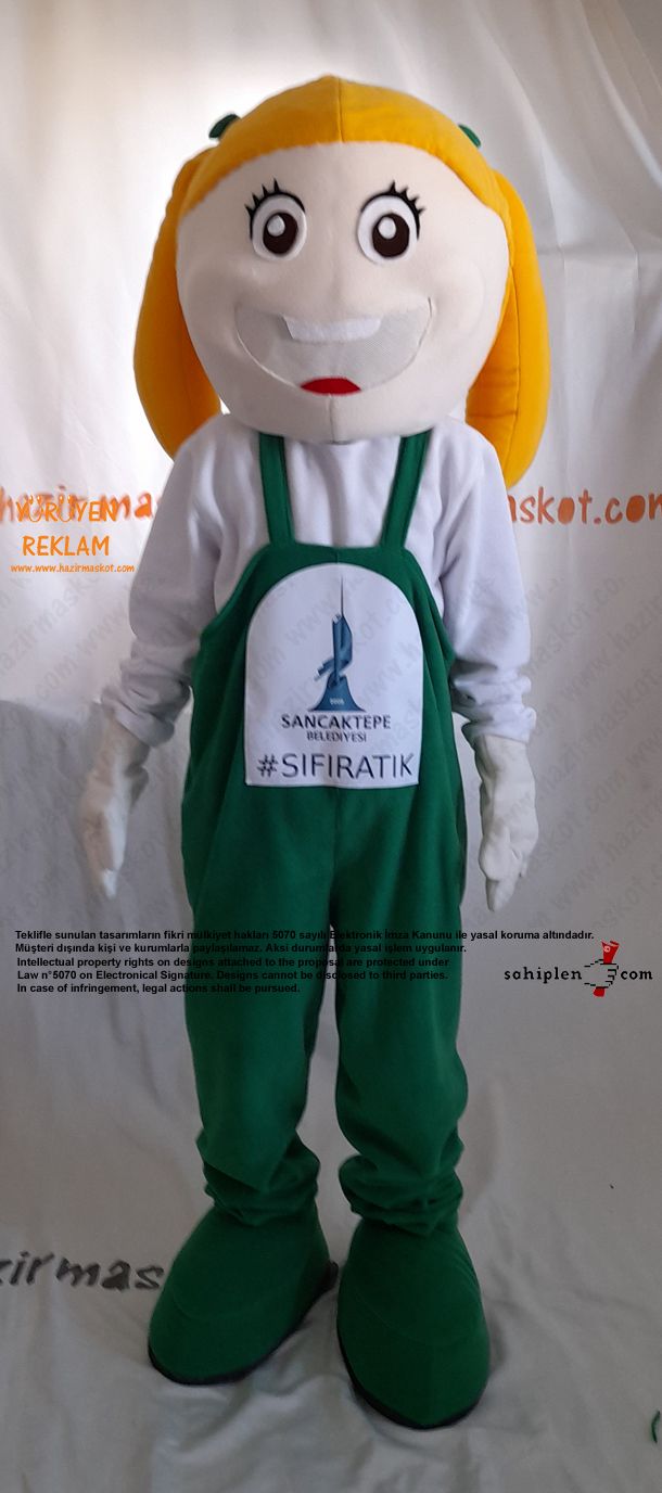 Kız Çocuk Maskot Kostümü / Geri Dönüşüm Sancaktepe Belediyesi maskot kostümü
