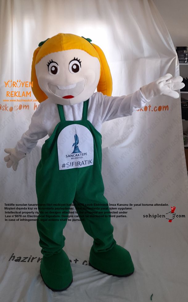Kız Çocuk Maskot Kostümü / Geri Dönüşüm Sancaktepe Belediyesi maskot kostümü