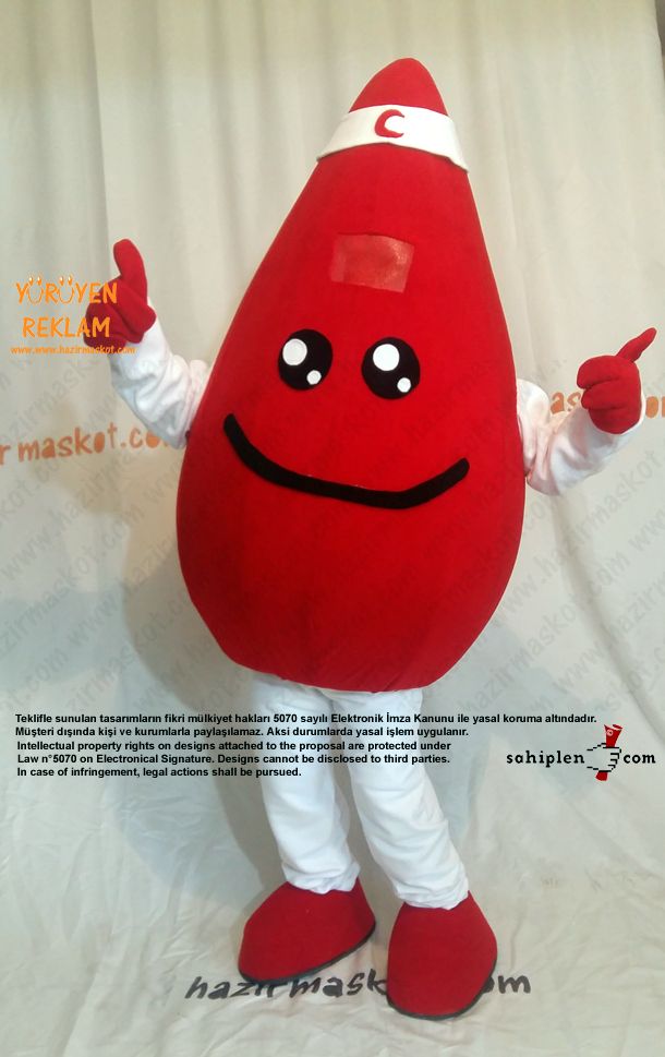 Damla Maskot kostümü / Kızılay Kan Bağışı maskot kostümü