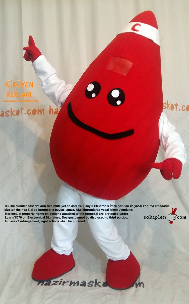 Damla Maskot kostümü / Kızılay Kan Bağışı maskot kostümü