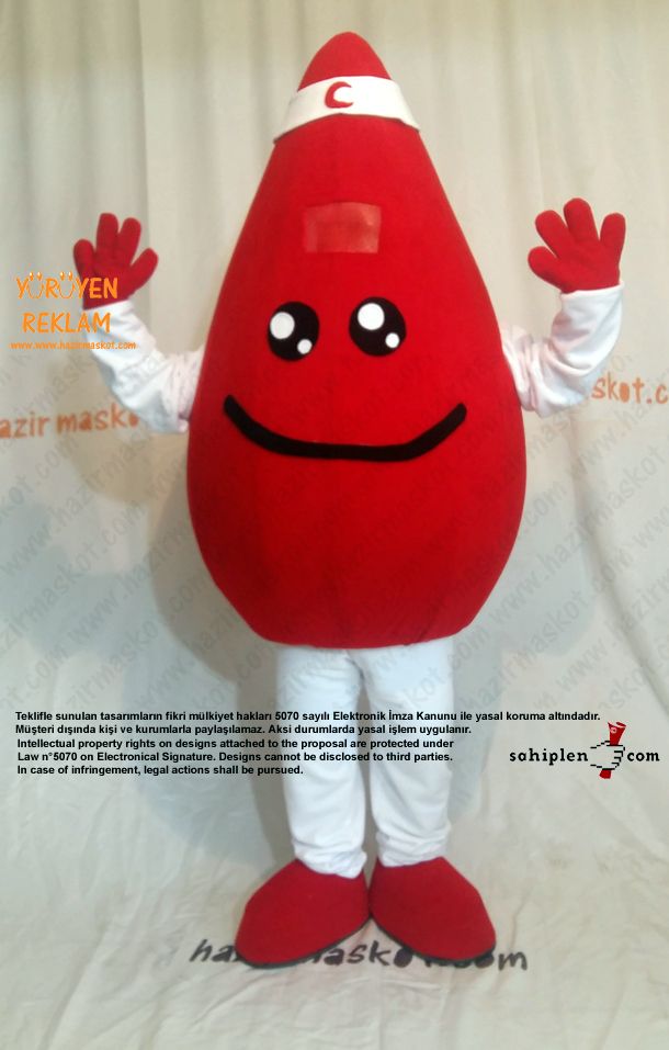 Damla Maskot kostümü / Kızılay Kan Bağışı maskot kostümü