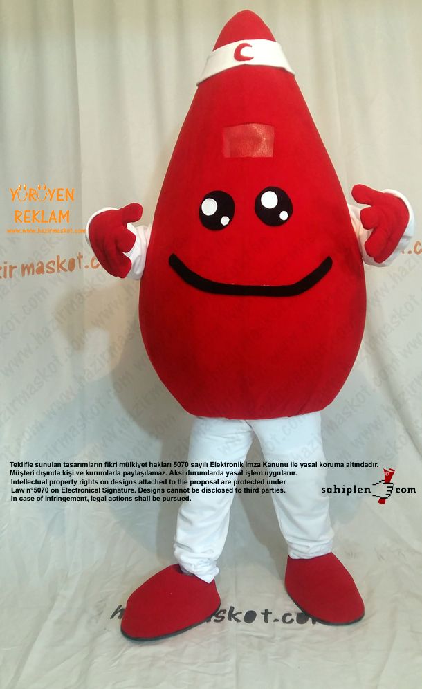 Damla Maskot kostümü / Kızılay Kan Bağışı maskot kostümü