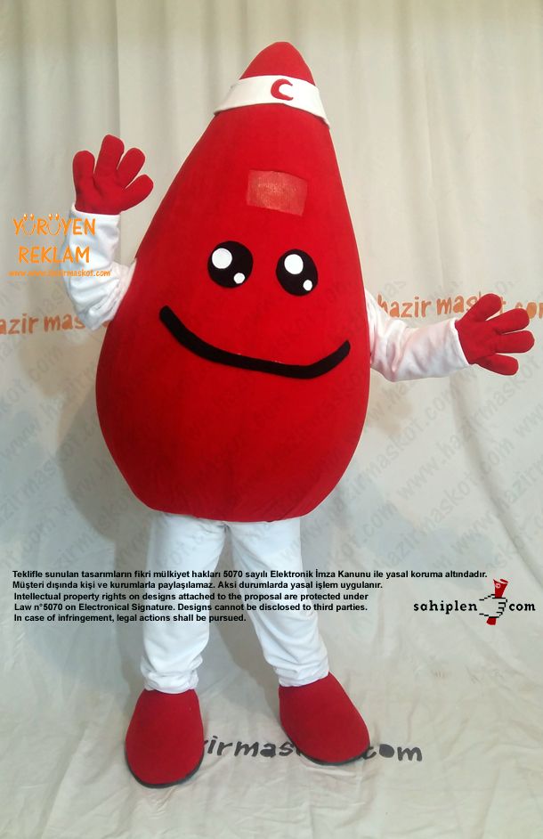 Damla Maskot kostümü / Kızılay Kan Bağışı maskot kostümü