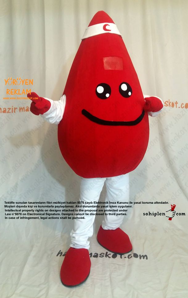 Damla Maskot kostümü / Kızılay Kan Bağışı maskot kostümü
