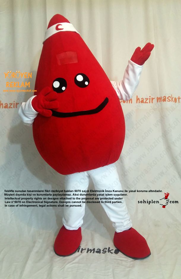 Damla Maskot kostümü / Kızılay Kan Bağışı maskot kostümü