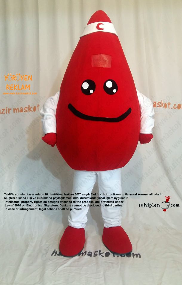 Damla Maskot kostümü / Kızılay Kan Bağışı maskot kostümü