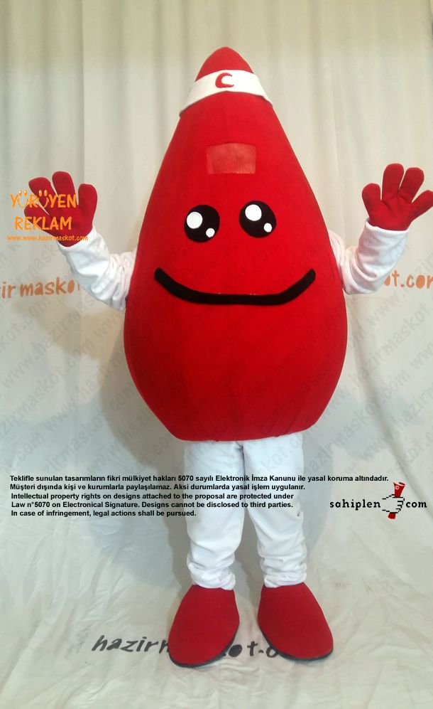 Damla Maskot kostümü / Kızılay Kan Bağışı maskot kostümü