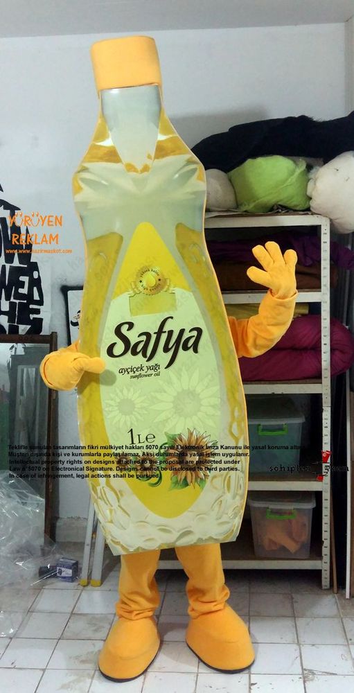 Safya Yağ şişesi Maskot Kostümü / AVES A.Ş. maskot kostümü