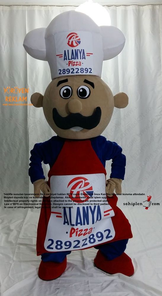 Pizza Ustası Maskot Kotümü / Alanya Pizza Danimarka maskot kostümü