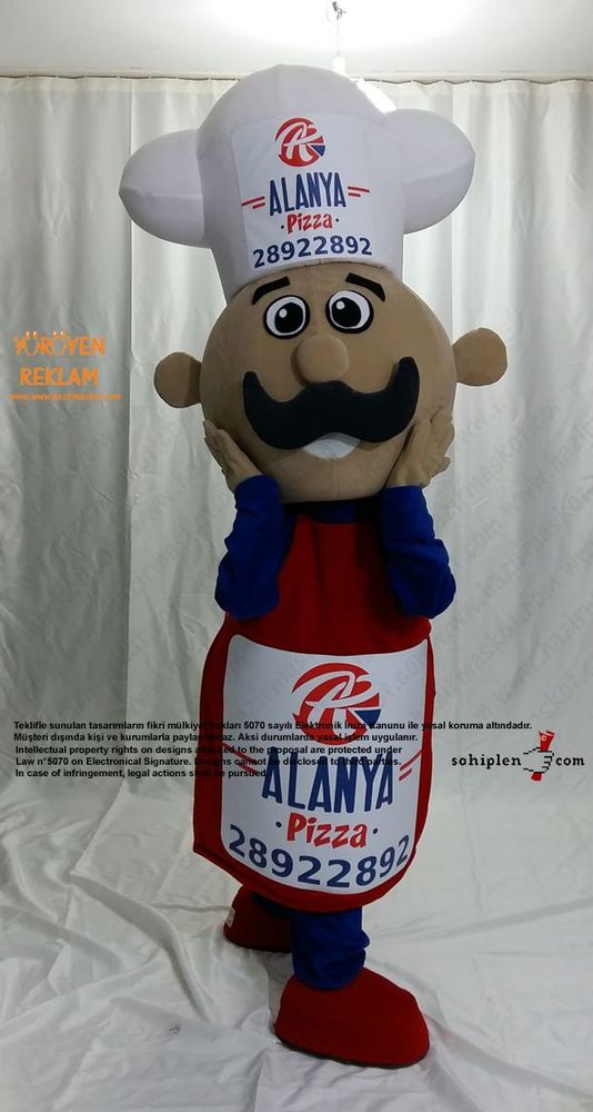 Pizza Ustası Maskot Kotümü / Alanya Pizza Danimarka maskot kostümü