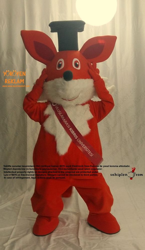 Tilki Maskot Kostümü / New Island Univesity / KKTC maskot kostümü