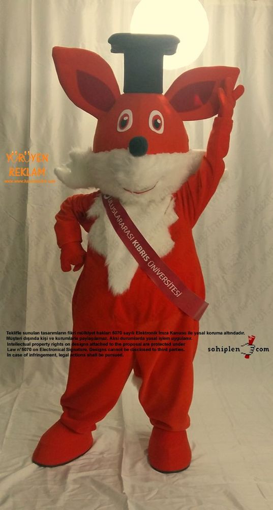 Tilki Maskot Kostümü / New Island Univesity / KKTC maskot kostümü