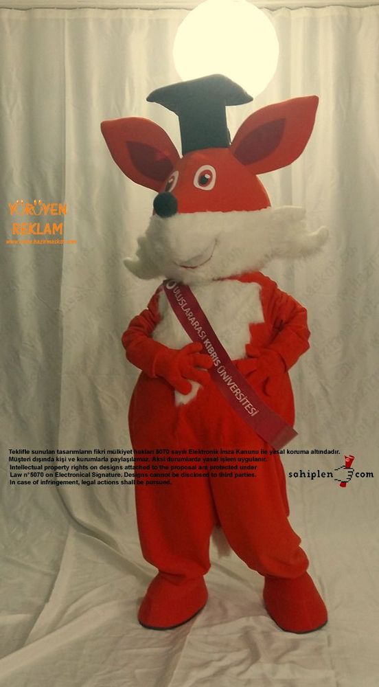 Tilki Maskot Kostümü / New Island Univesity / KKTC maskot kostümü