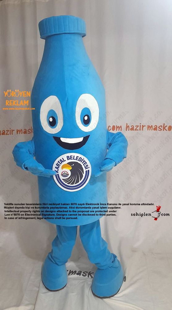 Pet Şişe Maskot Kostümü / Geri Dönüşüm Kartal Belediyesi maskot kostümü