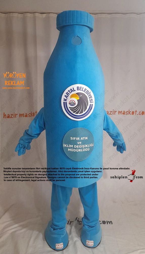 Pet Şişe Maskot Kostümü / Geri Dönüşüm Kartal Belediyesi maskot kostümü