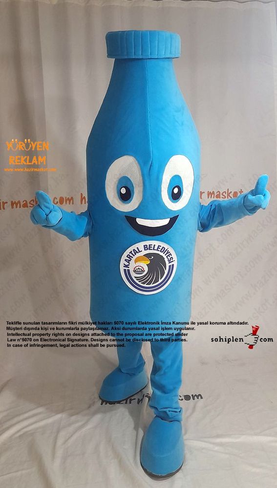 Pet Şişe Maskot Kostümü / Geri Dönüşüm Kartal Belediyesi maskot kostümü