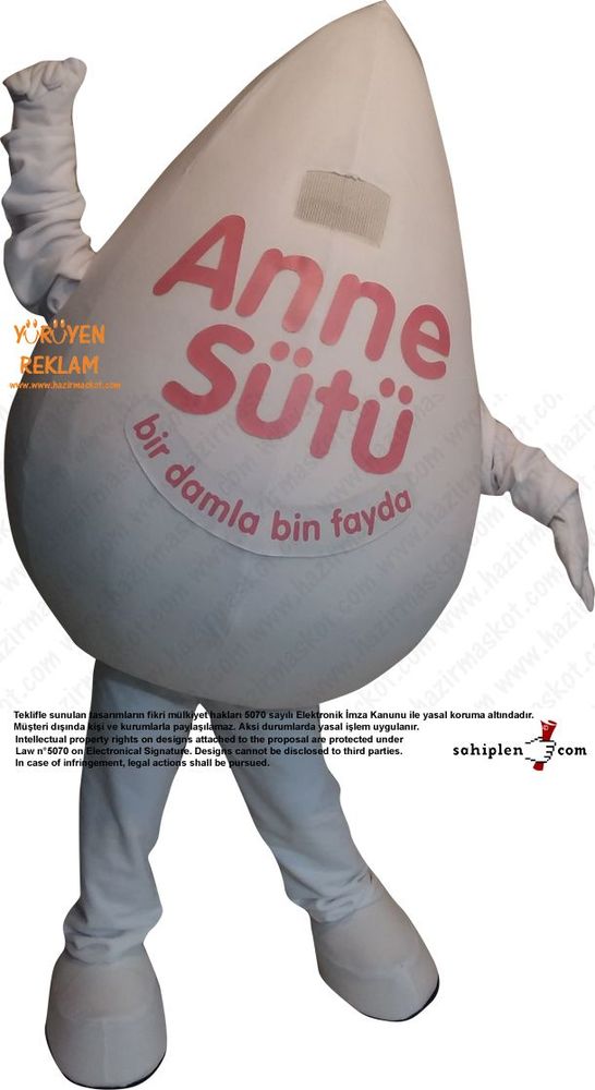 Süt Damlası Maskot Kostümü maskot kostümü