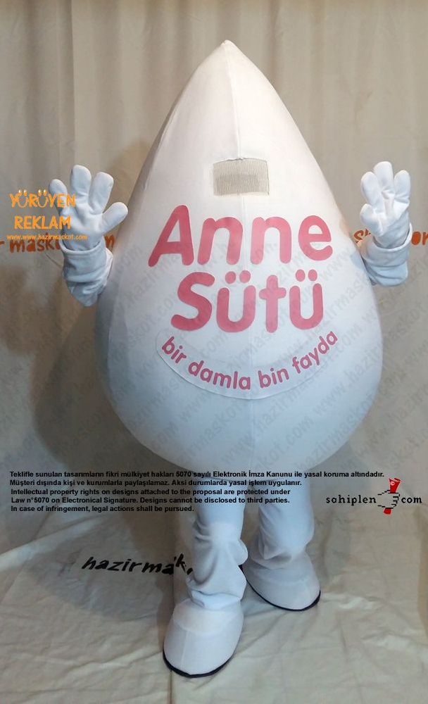 Süt Damlası Maskot Kostümü maskot kostümü