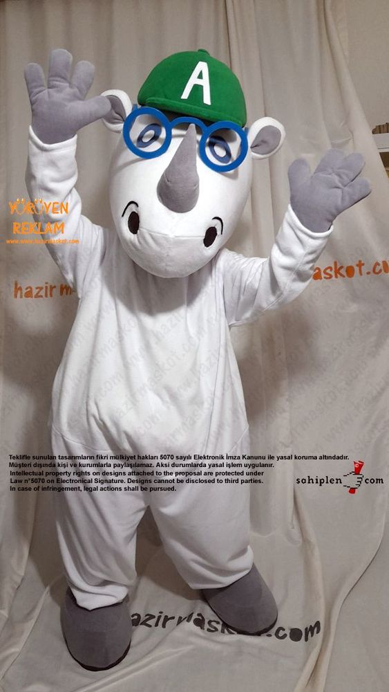 Gergedan Alfie Maskot Kostümü / Alfie Sees Love Mascot Costume maskot kostümü