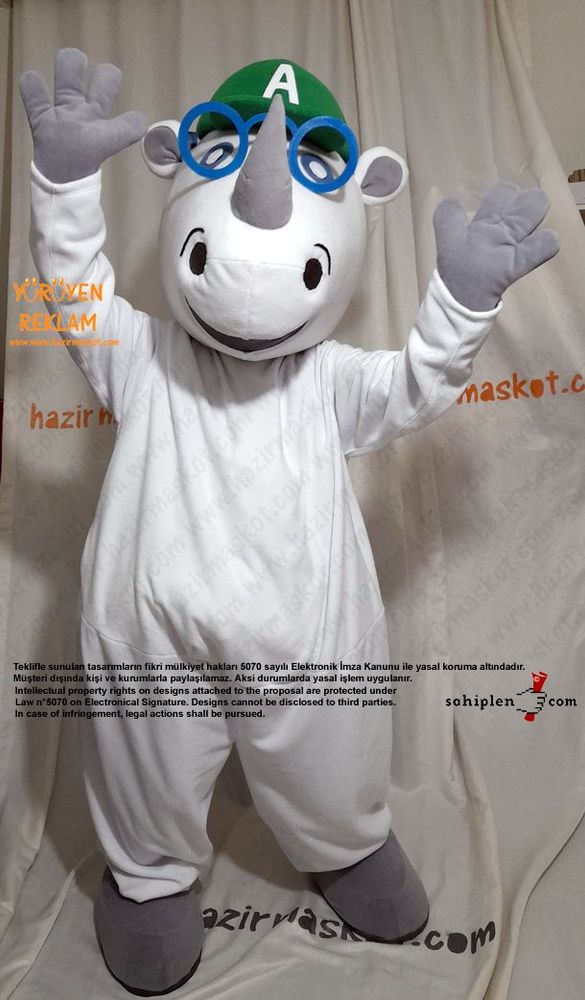 Gergedan Alfie Maskot Kostümü / Alfie Sees Love Mascot Costume maskot kostümü