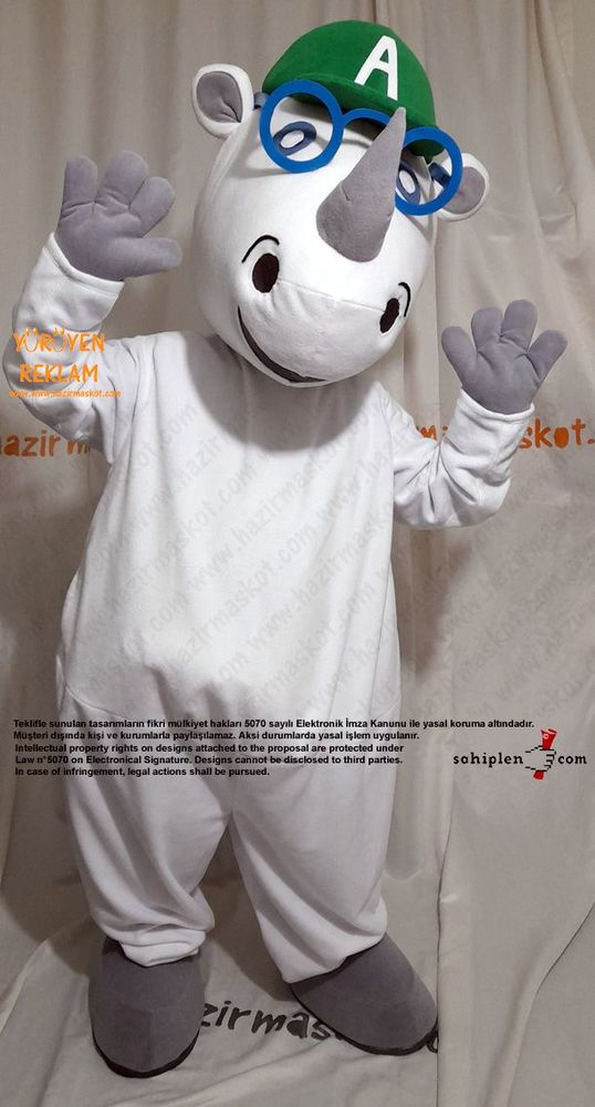 Gergedan Alfie Maskot Kostümü / Alfie Sees Love Mascot Costume maskot kostümü