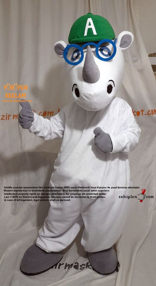 Gergedan Alfie Maskot Kostümü / Alfie Sees Love Mascot Costume maskot kostümü