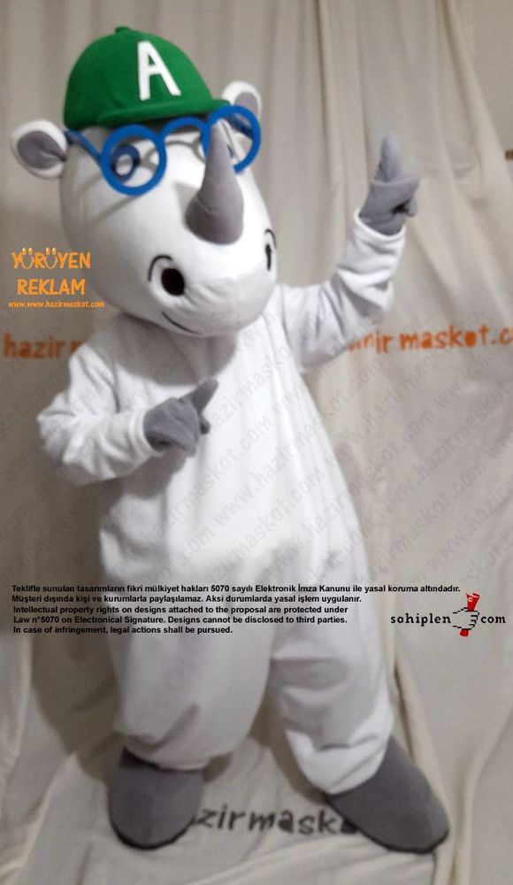 Gergedan Alfie Maskot Kostümü / Alfie Sees Love Mascot Costume maskot kostümü