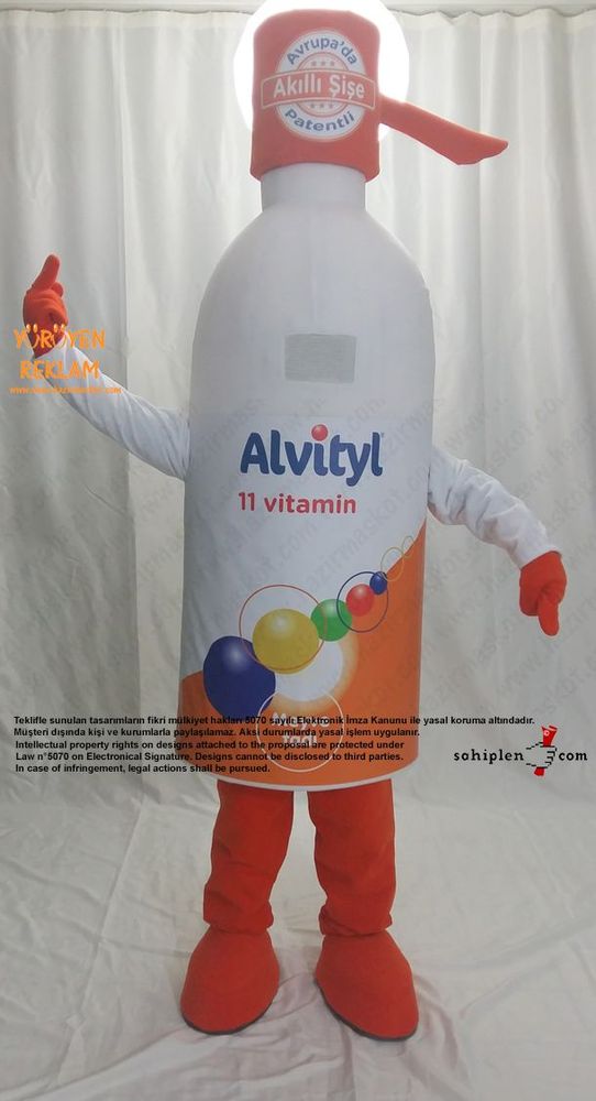 Altivty Vitamin Şişe Maskotu / Viva maskot kostümü