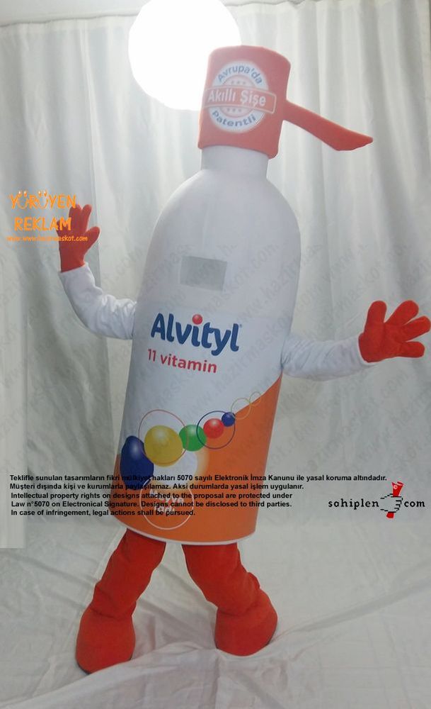 Altivty Vitamin Şişe Maskotu / Viva maskot kostümü