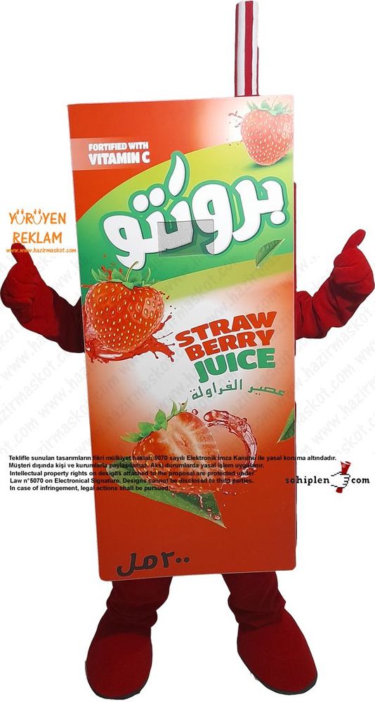 Bronto Meyve Suyu Maskot Kostümü / Çilek / Lebanon maskot kostümü