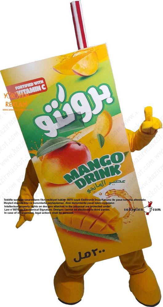 Bronto Meyve Suyu Maskot Kostümü / Mango / Lebanon maskot kostümü