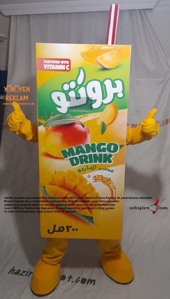 Bronto Meyve Suyu Maskot Kostümü / Mango / Lebanon maskot kostümü