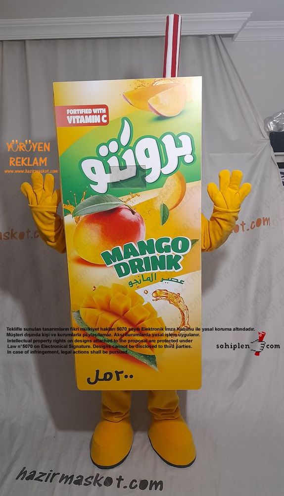 Bronto Meyve Suyu Maskot Kostümü / Mango / Lebanon maskot kostümü