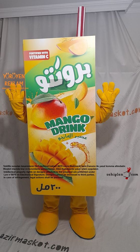 Bronto Meyve Suyu Maskot Kostümü / Mango / Lebanon maskot kostümü