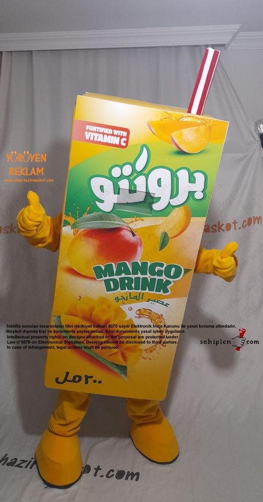 Bronto Meyve Suyu Maskot Kostümü / Mango / Lebanon maskot kostümü