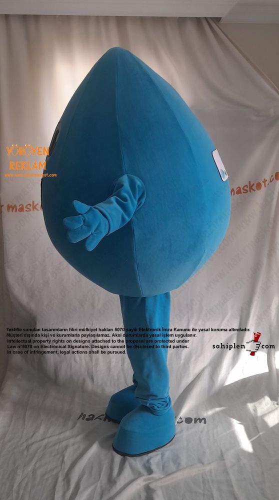 Mavi Su Damlası Maskot Kostümü / Kilis İl Tarım Müdürlüğü maskot kostümü