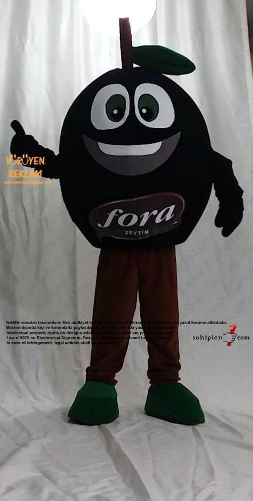 Zeytin Maskot Kostümü / Fora Zeytin / İzmir maskot kostümü