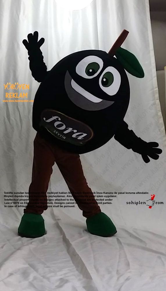 Zeytin Maskot Kostümü / Fora Zeytin / İzmir maskot kostümü