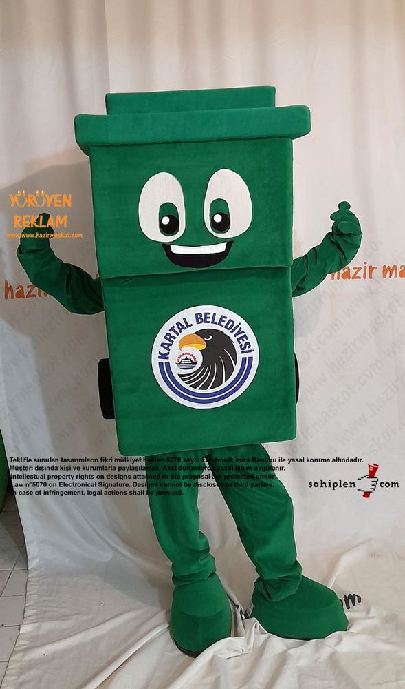 Geri Dönüşüm Konteyneri Maskot Kostümü / Kartal Belediyesi maskot kostümü