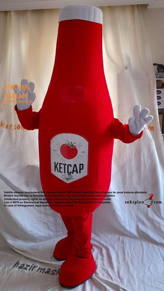 Ketçap Şişesi Maskot Kostümü / Pazarama maskot kostümü