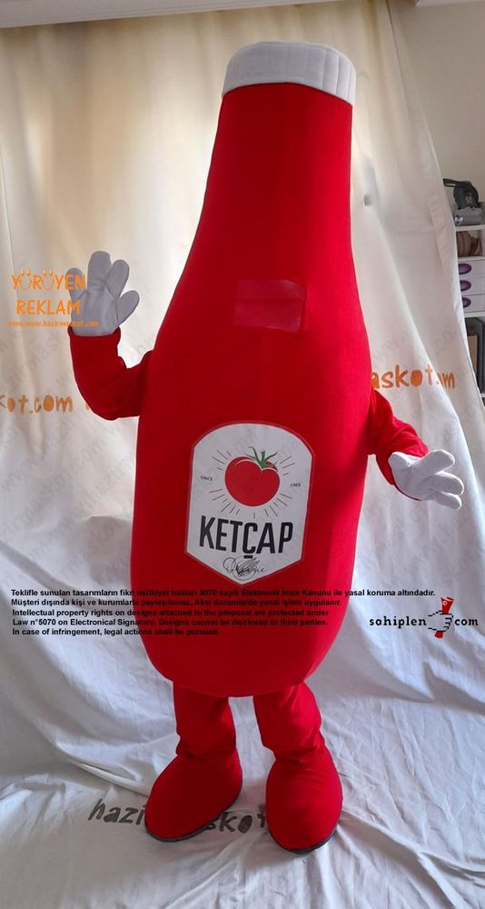 Ketçap Şişesi Maskot Kostümü / Pazarama maskot kostümü