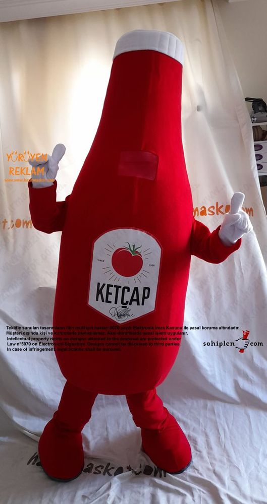 Ketçap Şişesi Maskot Kostümü / Pazarama maskot kostümü