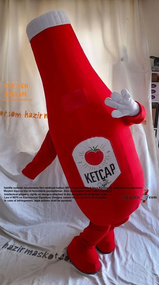 Ketçap Şişesi Maskot Kostümü / Pazarama maskot kostümü
