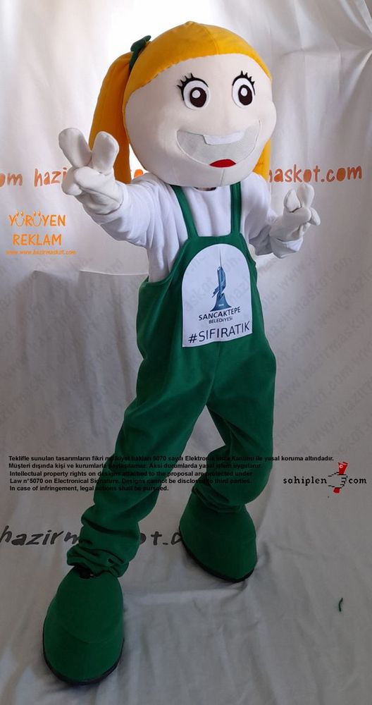 Kız Çocuk Maskot Kostümü / Geri Dönüşüm Sancaktepe Belediyesi maskot kostümü