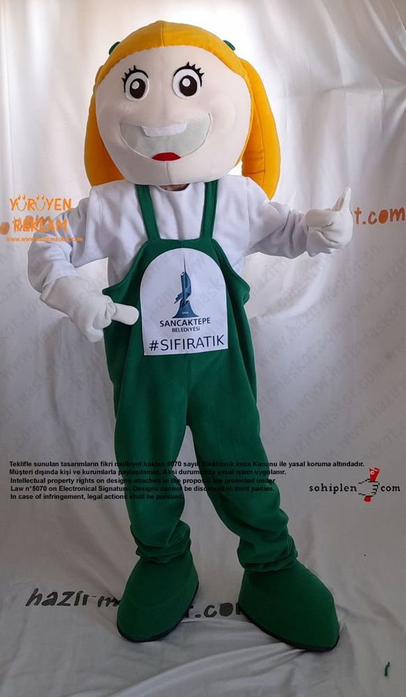 Kız Çocuk Maskot Kostümü / Geri Dönüşüm Sancaktepe Belediyesi maskot kostümü