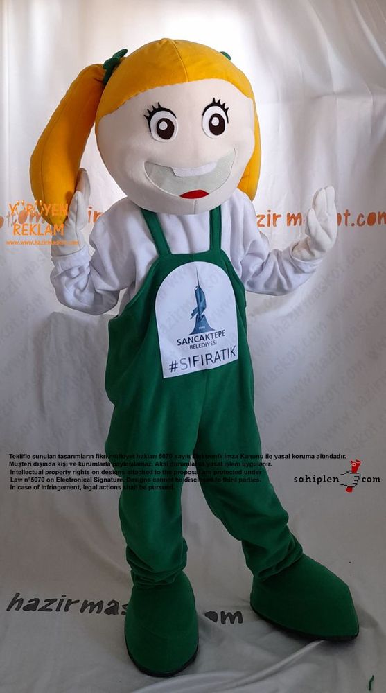 Kız Çocuk Maskot Kostümü / Geri Dönüşüm Sancaktepe Belediyesi maskot kostümü