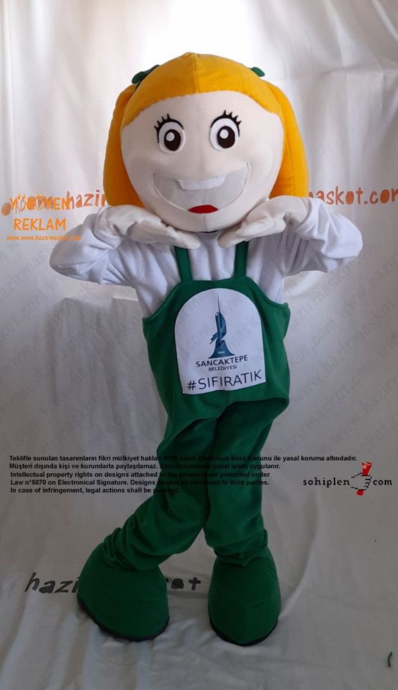 Kız Çocuk Maskot Kostümü / Geri Dönüşüm Sancaktepe Belediyesi maskot kostümü