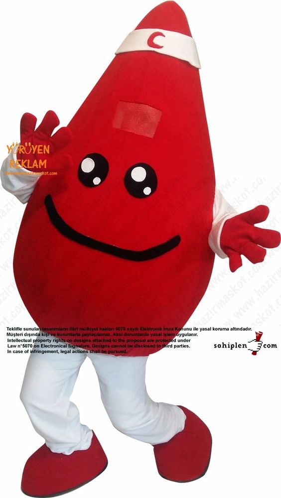 Damla Maskot kostümü / Kızılay Kan Bağışı maskot kostümü
