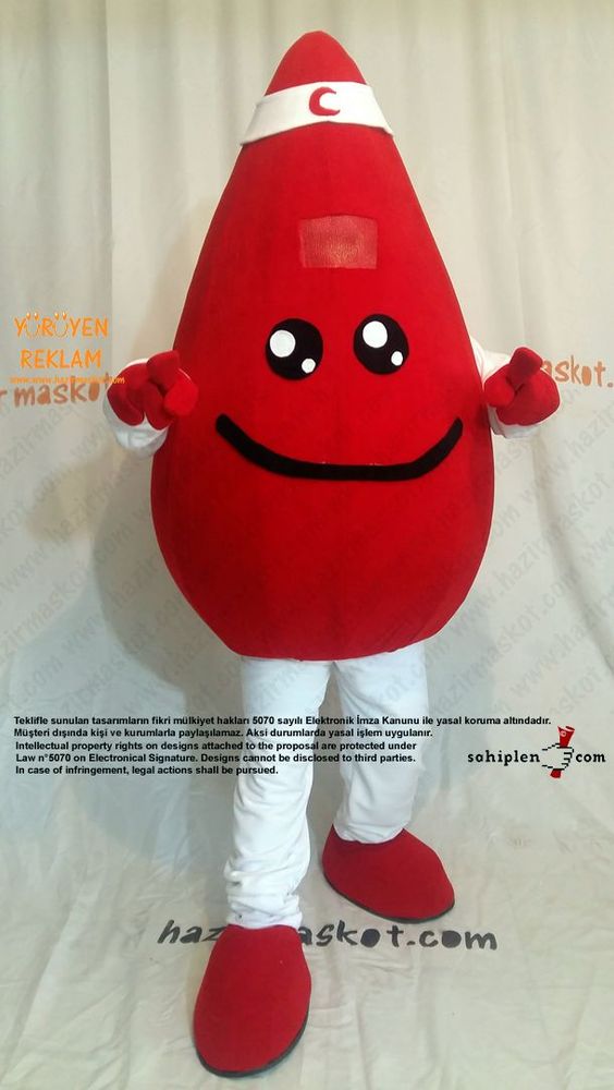 Damla Maskot kostümü / Kızılay Kan Bağışı maskot kostümü