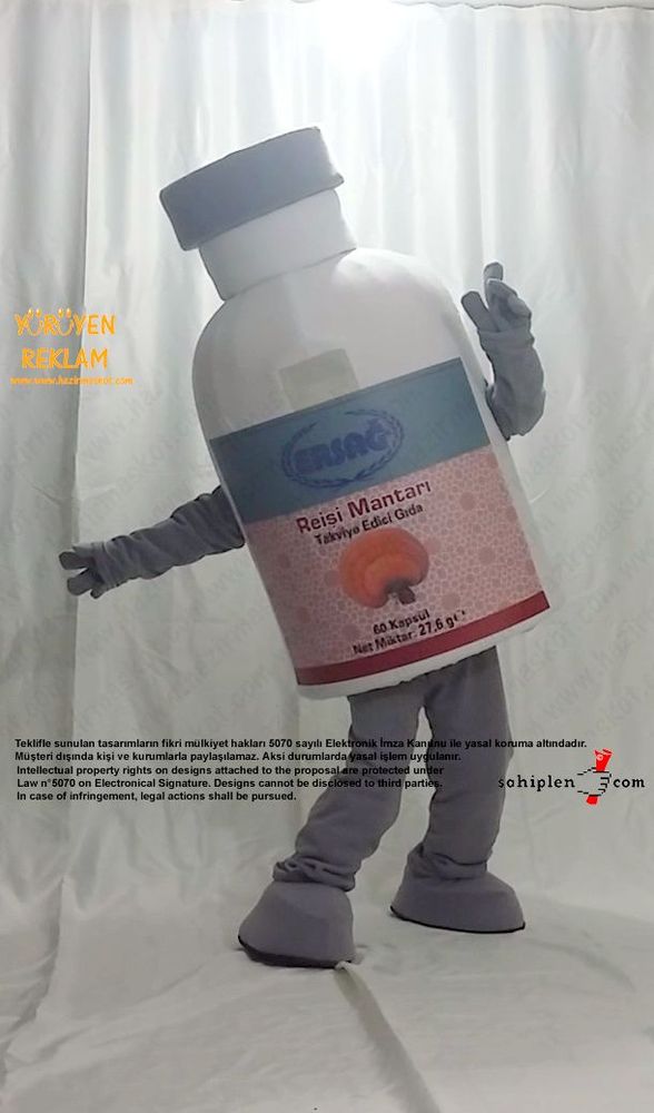 Ersağ Kozmetik Reishi Mantarı Şişe Maskot maskot kostümü